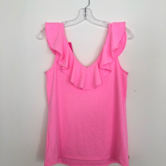 Lilly Pulitzer Hot Pink Ruffle Top // New With Tags NWT - Picture 6 of 7